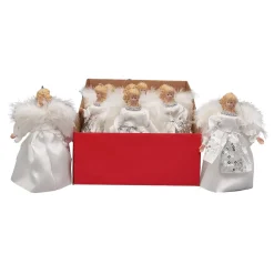 ANGEL ORN. 7″ SILVER/WHITE 9PC/DISPLAY BOX
