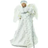 ANGEL TREE TOP 18″ WHITE/SILVER WITH FAUX FUR W/ HAT