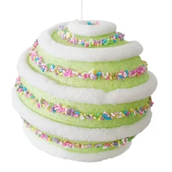 BALL CANDY SWIRL 100MM GREEN W/ MULTI SPRINKLES