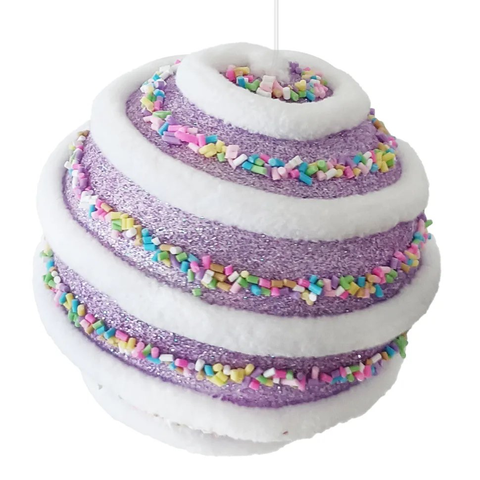 BALL CANDY SWIRL 100MM PURPLE W/ MULTI SPRINKLES