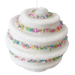 BALL CANDY SWIRL 100MM WHITE W/ MULTI SPRINKLES