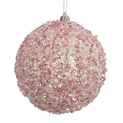 BALL CLEAR BEAD & SEQUIN 100MM PINK/ WHITE