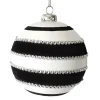 BALL DECOR BLACK/WHITE 120MM BEADED SWIRL