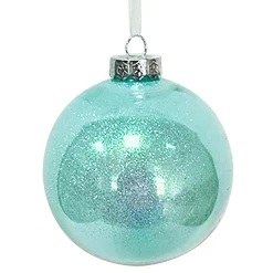 BALL DECOR BLUE 100MM CLEAR W/ INSIDE GLITTER