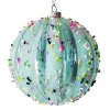 BALL DECOR BLUE 100MM MELLON W/ MULTI CANDY SPRIKLE