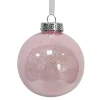 BALL DECOR PINK 80MM CLEAR W/ INSIDE GLITTER