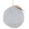 BALL FABRIC FUR 3″ GRAY W/ FEATHER