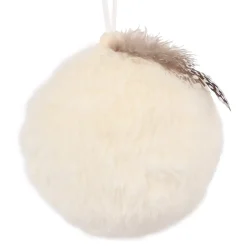 BALL FABRIC FUR 3″ IVORY W/ FEATHER
