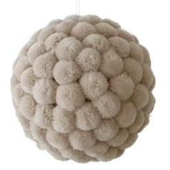 BALL FABRIC POM POMS 6″ CREAM