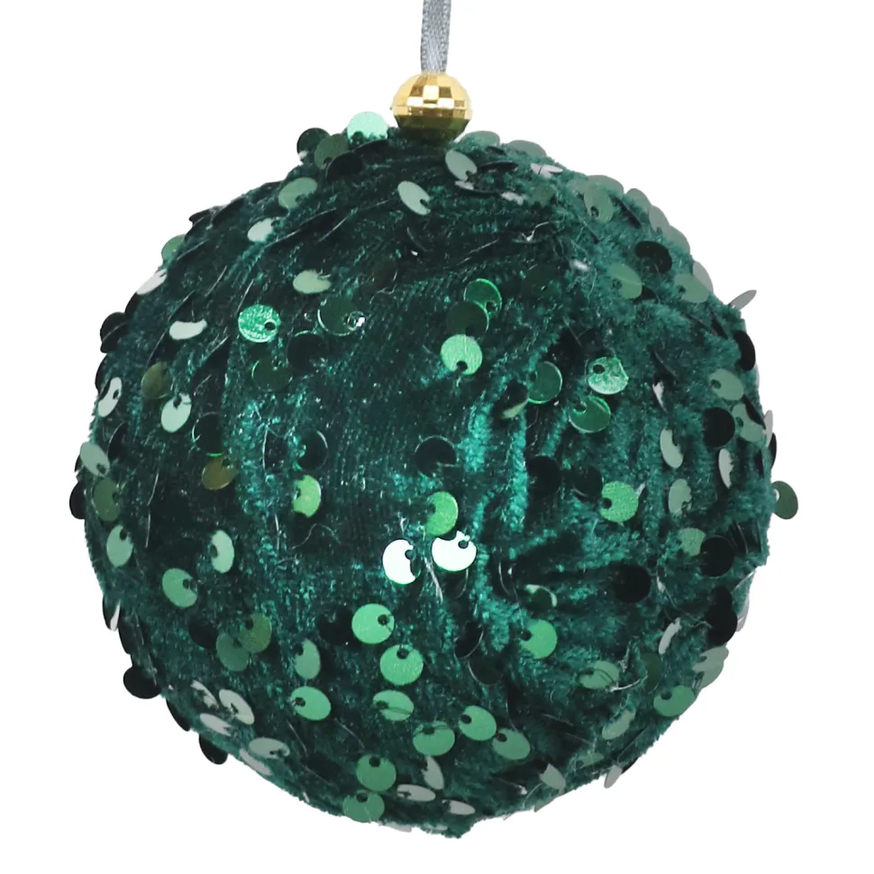 BALL FABRIC SEQUIN 3″ EMERALD GREEN