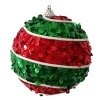 BALL FABRIC SEQUIN SWIRL 100MM RED/GREEN