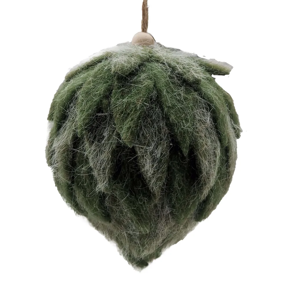 BALL FELT GREEN 4″ FROSTED LOOKED