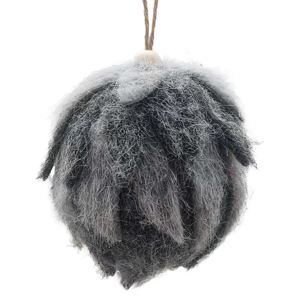 BALL FELT GREY 3″ FROSTED LOOKED