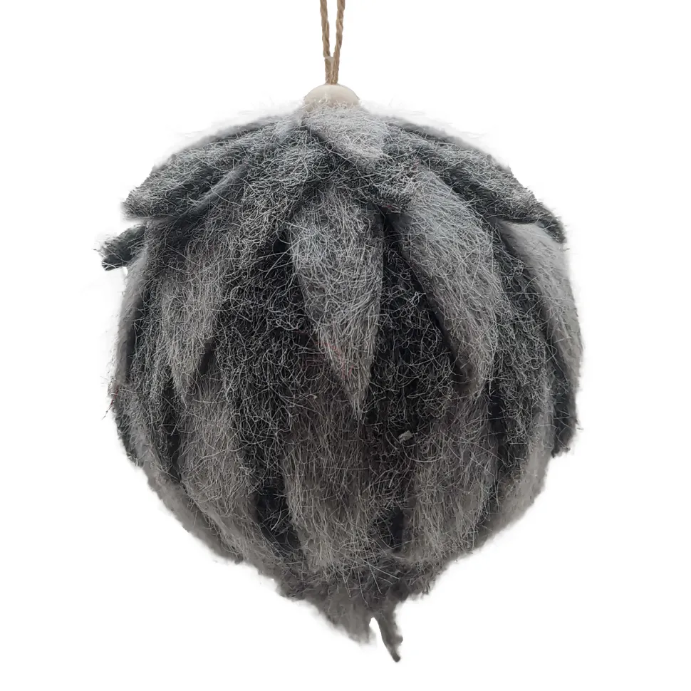 BALL FELT GREY 4″ FROSTED LOOKED