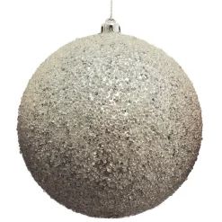 BALL FROSTED BEAD & GLITTER 100MM SILVER