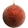 BALL FROSTED BEAD & GLITTER 120MM RED