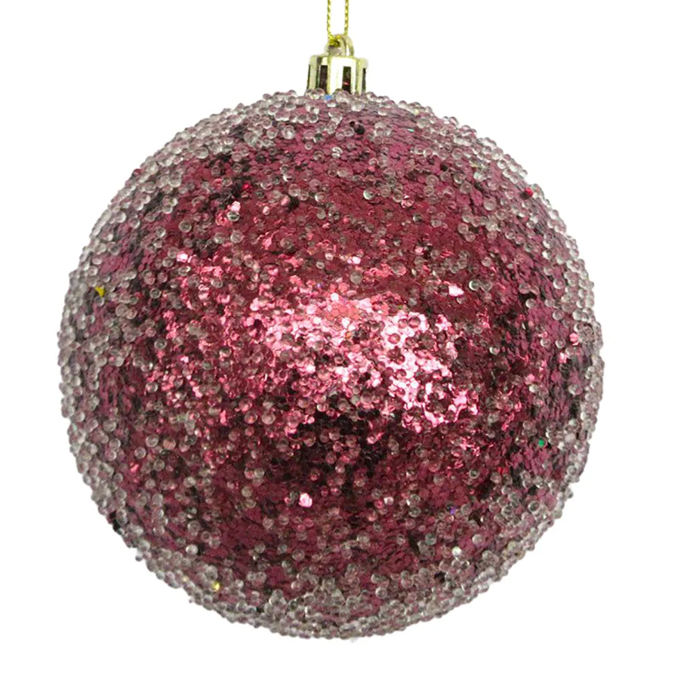 BALL FROSTED BEAD & GLITTER 100MM BOYSENBERRY