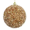 BALL GLITTER & BEAD 100MM ROSE GOLD
