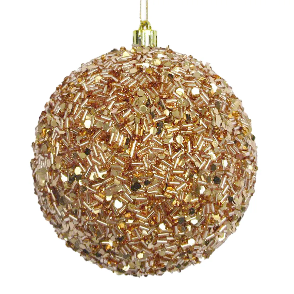 BALL GLITTER & BEAD 100MM ROSE GOLD