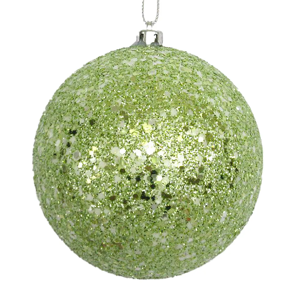 BALL GLITTER 100MM SAGE GREEN