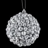 BALL GLITTER POPCORN 100MM SILVER
