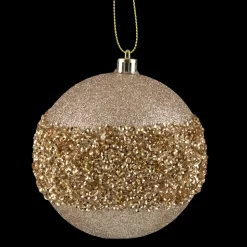 BALL GLITTER W/BEAD BAND 100MM ROSE GOLD