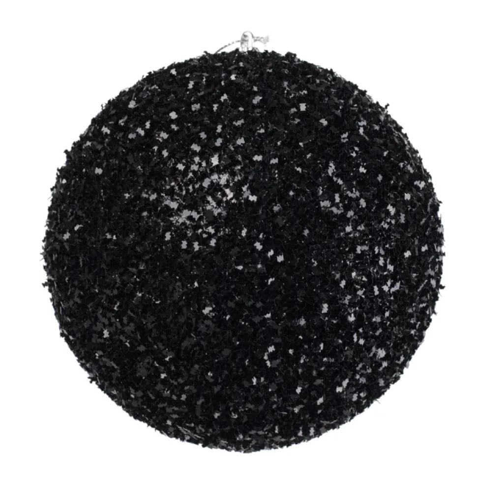 BALL GLITTER-3D 125MM BLACK