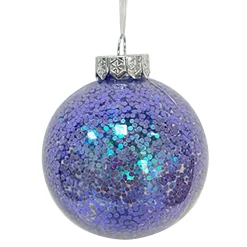 BALL LILAC 80MM CLEAR W/ INSIDE GLITTER