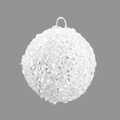 BALL METAL WIRE/ GLITTER 100MM WHITE