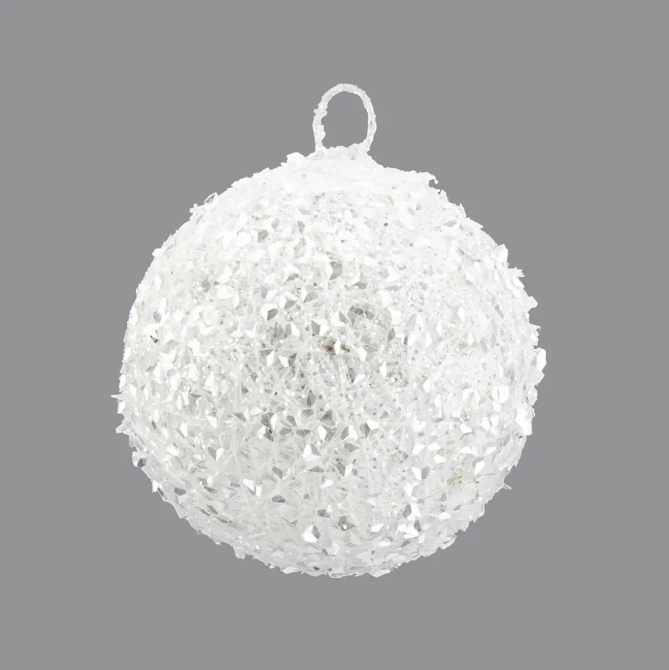 BALL METAL WIRE/ GLITTER 125MM WHITE GLITTER