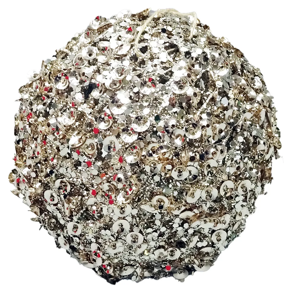 BALL METAL WIRE/ YARN 120MM CHAMPAGNE SEQUIN & GLITTER