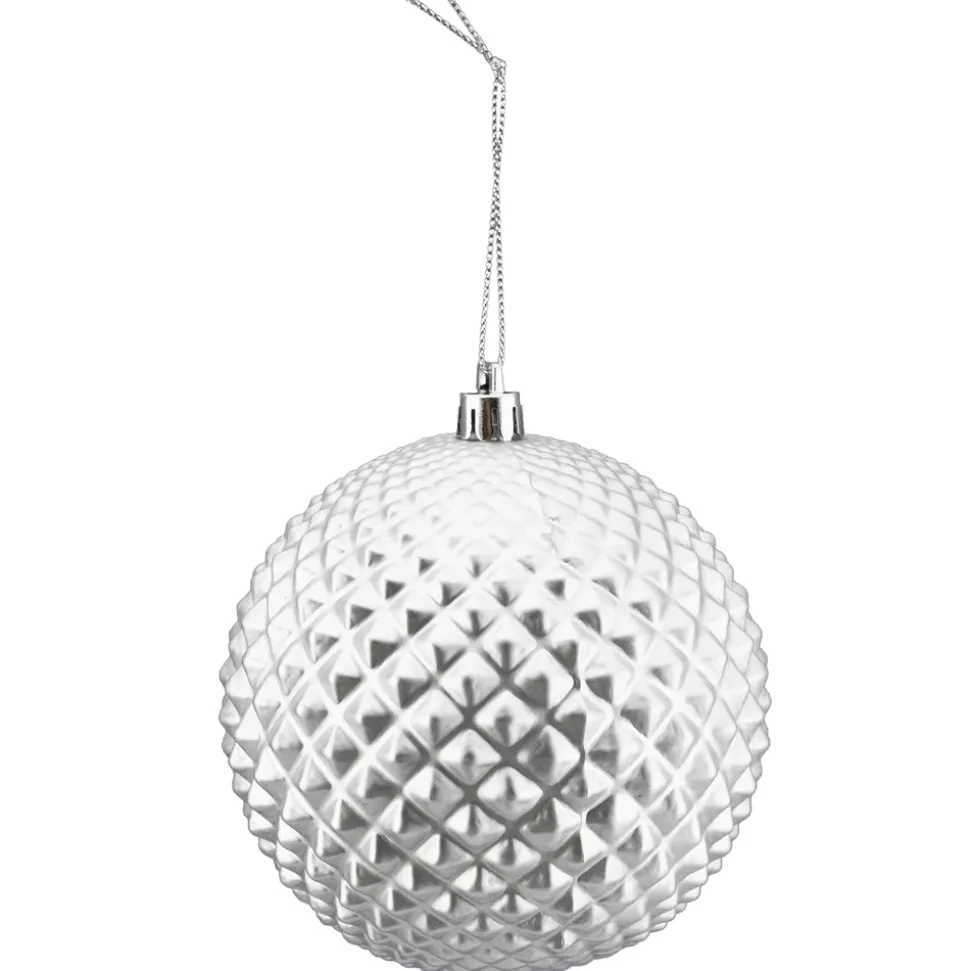 BALL 100MM DIAMOND RAISED MATT SILVER