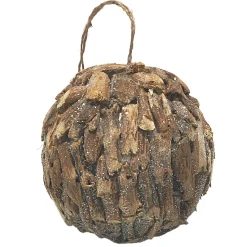 BALL NATURAL TWIG LOOK F 4.5″ NATURAL W/ FROST