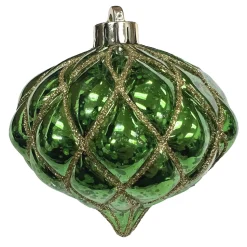 BALL ONION 4.5″ SHINY GREEN DIAMOND PT. W/ GOLD GLTR.