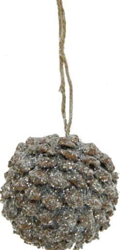 BALL PINECONE CHIP 3″ NATURAL/ ICED