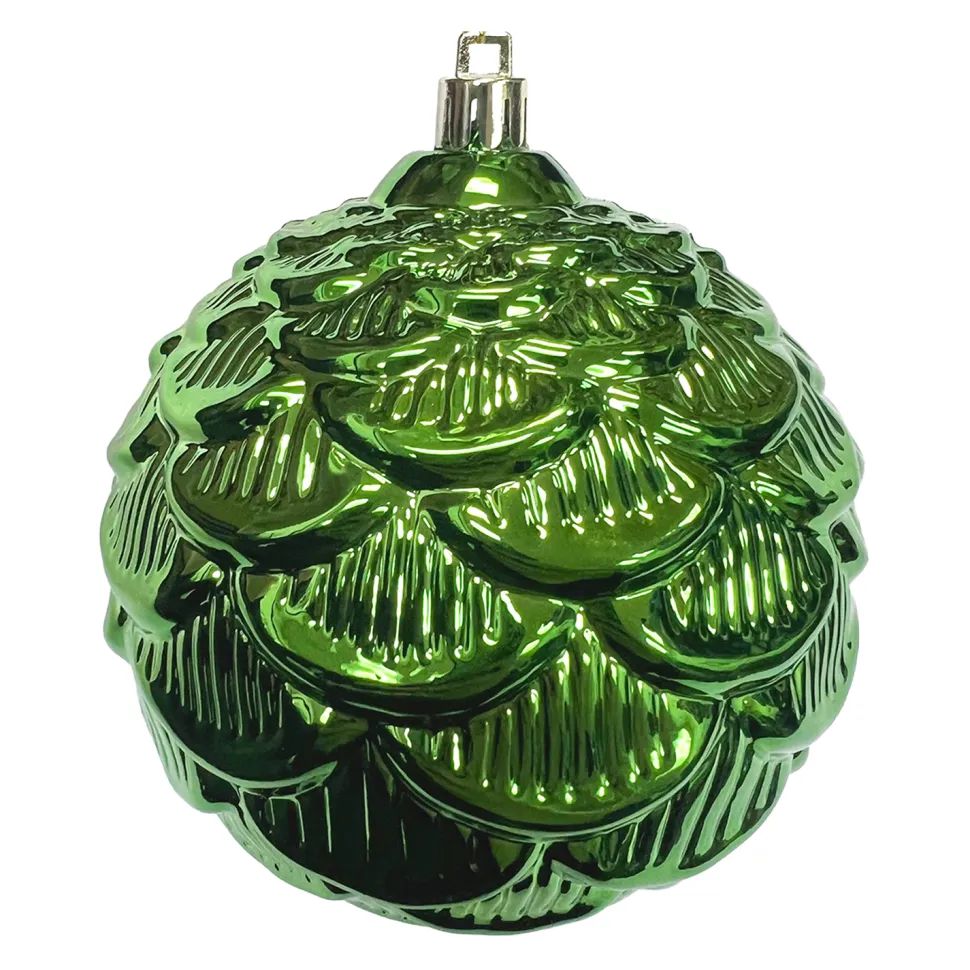 BALL PINECONE LOOK 100MM SHINY GREEN