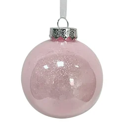 BALL PINK 100MM CLEAR W/ INSIDE GLITTER