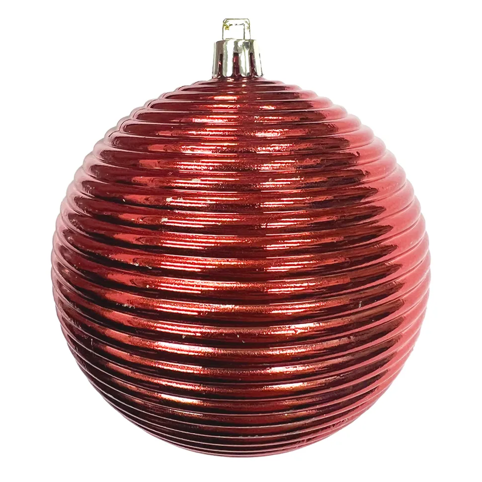 BALL RIBBED 100MM SHINY RED