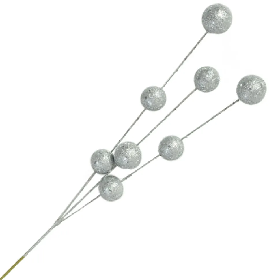 BALL SPRAY 25″ SILVER GLITTER