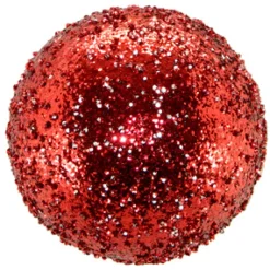 BALL VINTAGE ICE GLITTER 150MM RED