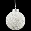 BALL WHITE/ SILVER 100MM GLITTER & BEADS