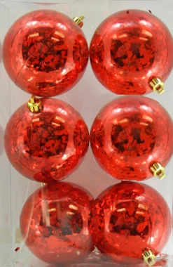 BALLS BOXED MERCURY FINISH 6PC 80MM RED