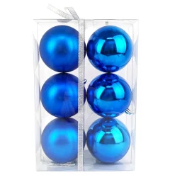 BALLS BOXED 6PC 100MM BLUE SHINY/ MATT