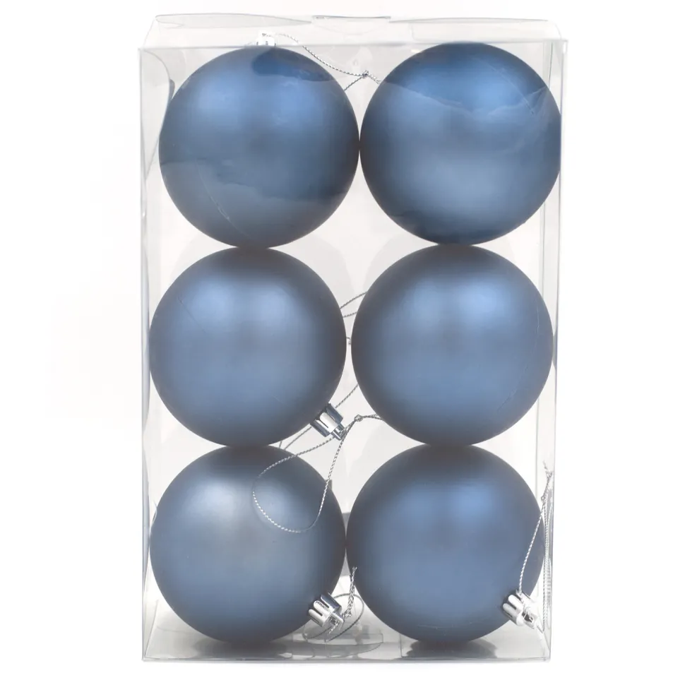 BALLS BOXED 6PC 100MM MATT STEEL BLUE
