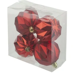 BALLS BOXED 4PC 80MM RED MATT/SHINY DIAMOND CUT