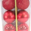 BALLS BOXED 6PC 80MM RED SHINY/ MATT