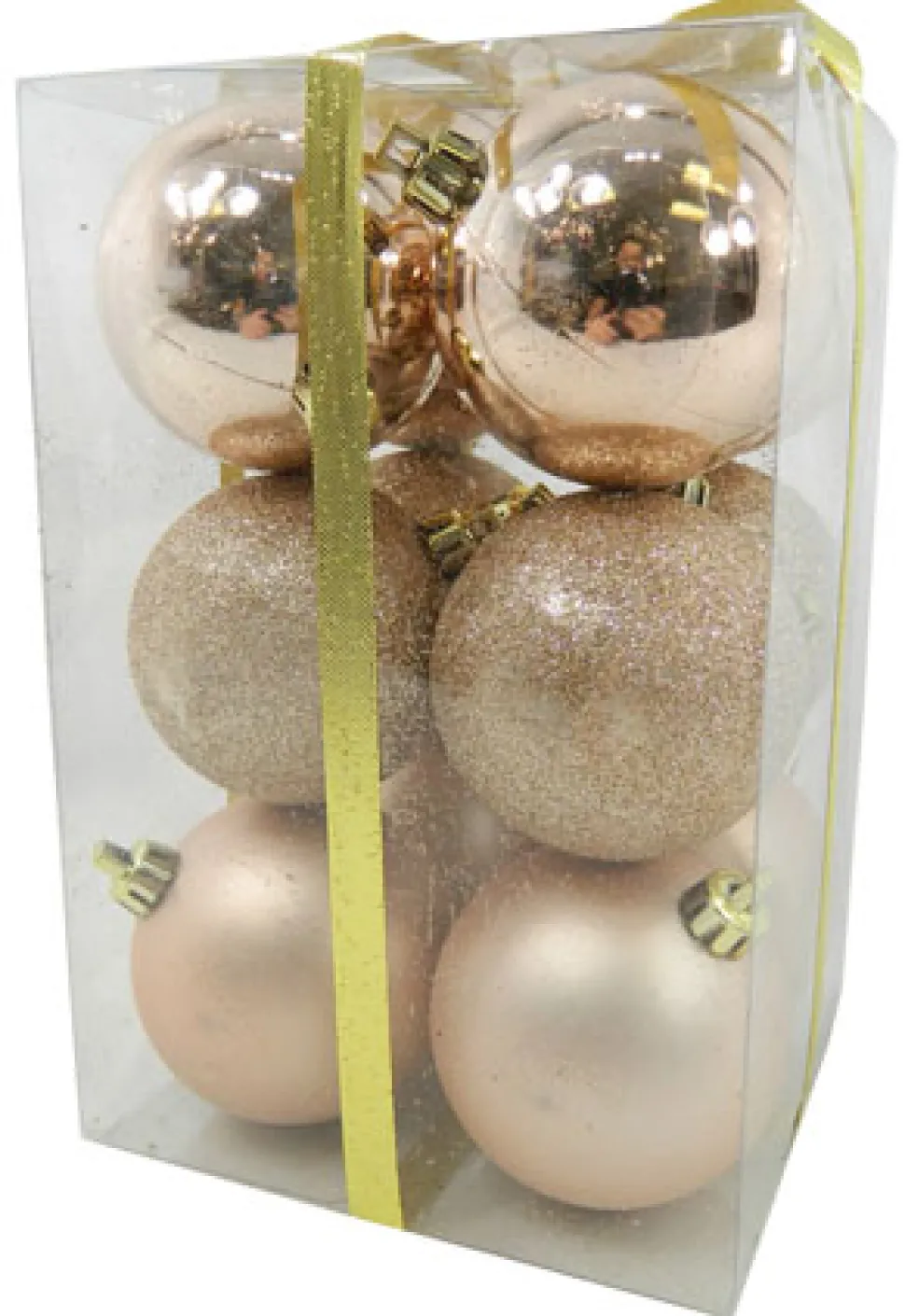 BALLS BOXED 12PC 60MM ROSE GOLD SHINY/ MATT