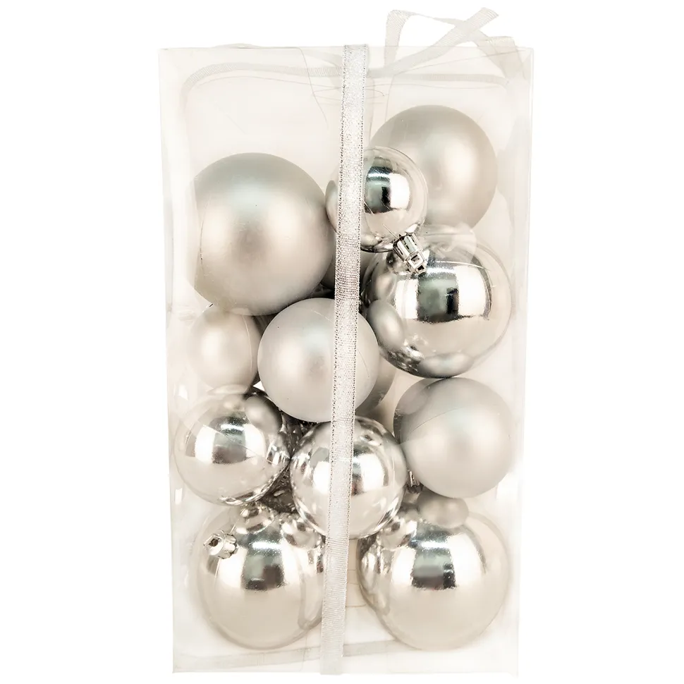 BALLS BOXED 27PC 50/60/80MM SILVER SHINY/ MATT