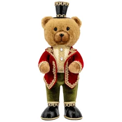 BEAR 23.5″ RED/GREEN WITH GOLD EMBROIDERY