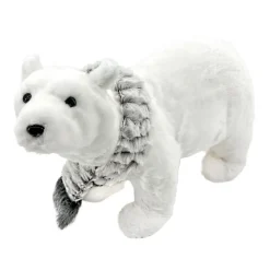 BEAR WHITE WALKING 9″ FUR W/ GRAY SCARF